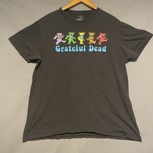 Grateful Dead Dancing Bears Graphic T-Shirt Mens Large Black Cotton 2022 Rock